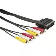Kabel wideo SCART męski - 6x CINCH męski, 5m, czarny, WYPRZEDAŻ