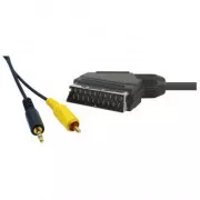 Kabel wideo SCART męski - CINCH męski   Jack (3,5 mm) męski, 5m, czarny, WYPRZEDAŻ