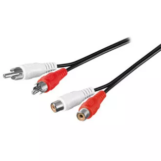 Przedłużacz audio 2x CINCH męski - 2x CINCH żeński, 5m, czarny Przedłużacz audio 2x CINCH męski - 2x CINCH żeński, 5m, czarny