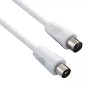 Kabel antenowy Coax (9,5 mm) męski - Coax (9,5 mm) żeński, 2 m, 75 Ohm, biały