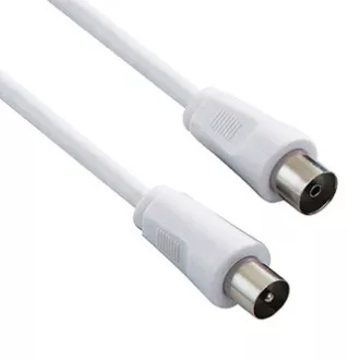 Kabel antenowy Coax (9,5 mm) męski - Coax (9,5 mm) żeński, 2 m, 75 Ohm, biały