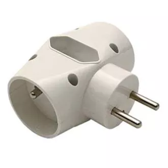 Gniazdo 240V, CEE7 (widełki) - gniazdo 3x, 0.1m, 2x typ E, 1x typ C, białe, 3 gniazda Gniazdo 240V, CEE7 (widełki) - gniazdo 3x, 0.1m, 2x typ E, 1x typ C, białe, 3 gniazda