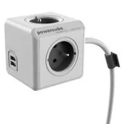Przedłużacz sieciowy 230 V, wtyczka CEE7 – POWERCUBE, 1,5 m, EXTENDED USB, szary, POWERCUBE, 4 gniazda, PD 20 W A C