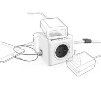 Przedłużacz sieciowy 230 V, wtyczka CEE7 – POWERCUBE, 1,5 m, EXTENDED USB, szary, POWERCUBE, 4 gniazda, PD 20 W A C Przedłużacz sieciowy 230 V, wtyczka CEE7 – POWERCUBE, 1,5 m, EXTENDED USB, szary, POWERCUBE, 4 gniazda, PD 20 W A C