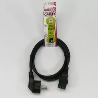 Kabel zasilający 230V, CEE7 (widełki) - C13, 2m, zatwierdzony przez VDE, czarny, logo