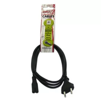 Kabel zasilający 230V, CEE7/16 (wtyczka Euro) - C7, 2m, zatwierdzony przez VDE, czarny, logo, złącze 2-stykowe, NA SPRZEDAŻ