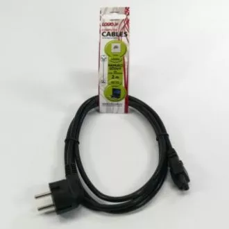Kabel sieciowy 230V do laptopa, CEE7 (widełki) - C5, 2m, zatwierdzony przez VDE, czarny, logo, złącze w kształcie trójkąta (MickeyM Kabel sieciowy 230V do laptopa, CEE7 (widełki) - C5, 2m, zatwierdzony przez VDE, czarny, logo, złącze w kształcie trójkąta (MickeyM