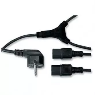 Kabel sieciowy 230V, CEE7 (widełki) - C13 2x, 2m, certyfikat VDE, czarny, logo, rozgałęźnik, SPRZEDAM Kabel sieciowy 230V, CEE7 (widełki) - C13 2x, 2m, certyfikat VDE, czarny, logo, rozgałęźnik, SPRZEDAM