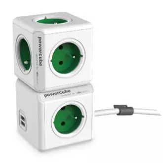 Przedłużacz sieciowy 230V, CEE7 (widełki) - POWERCUBE, 3m, EXTENDED USB, szary, POWERCUBE, 4 gniazda, bezpieczniki dla dzieci