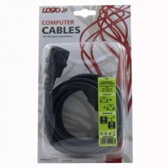 Przedłużacz sieciowy 230V, C13 - C14, 3m, certyfikat VDE, czarny, logo, blister