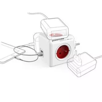 Gniazdo 240V, CEE7 (widełki) - POWERCUBE, 0.1m, ORIGINAL USB, czerwony, POWERCUBE, 4 gniazda, 2xporty USB Gniazdo 240V, CEE7 (widełki) - POWERCUBE, 0.1m, ORIGINAL USB, czerwony, POWERCUBE, 4 gniazda, 2xporty USB