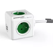 Przedłużacz kabla zasilającego 230V, CEE7 (widełki) - POWERCUBE, 1.5m, EXTENDED USB, zielony, POWERCUBE, 4 gniazda, 2xport USB, zabezpieczenie przed dziećmi