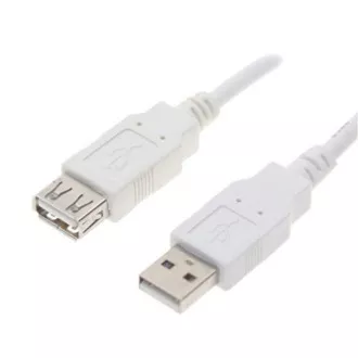 Kabel przedłużający USB Logo (2.0), USB A męski - USB A żeński, 0,3 m, biały, blister