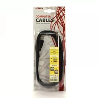 Kabel USB z logo (2.0), USB A męski - USB A męski, 1,8 m, czarny, blister, High Speed