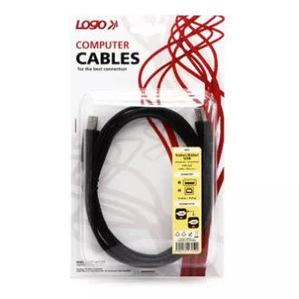 Kabel USB z logo (2.0), USB A męski - USB B męski, 1,8 m, blister