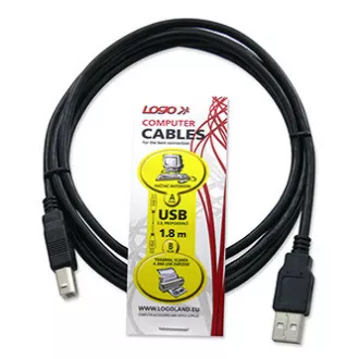 Kabel USB z logo (2.0), USB A męski - USB B męski, 1,8 m