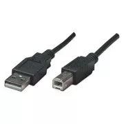 Kabel USB z logo (2.0), USB A męski - USB B męski, 3 m, czarny, blister