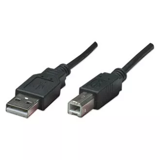 Kabel USB z logo (2.0), USB A męski - USB B męski, 3 m, czarny, blister