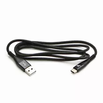 Kabel USB z logo (2.0), USB A męski - USB C męski, 2 m, 480 Mb/s, 5 V/3 A, czarny, pudełko, nylonowy oplot, aluminiowa osłona złącza