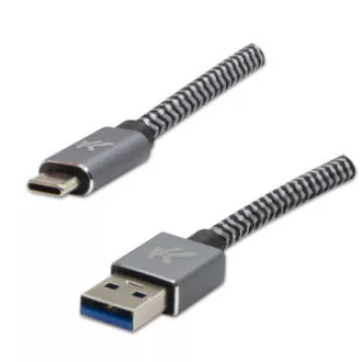 Kabel USB z logo (3.2 gen. 1), USB A męski - USB C męski, 1 m, 5 Gb/s, 5 V/3 A, szary, pudełko, metalowy oplot, aluminiowa osłona złącza Kabel USB z logo (3.2 gen. 1), USB A męski - USB C męski, 1 m, 5 Gb/s, 5 V/3 A, szary, pudełko, metalowy oplot, aluminiowa osłona złącza