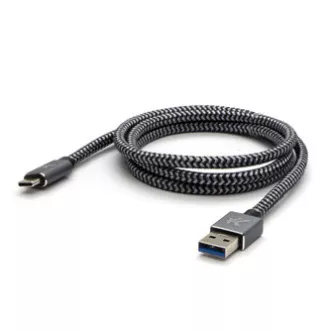 Kabel USB z logo (3.2 gen. 1), USB A męski - USB C męski, 1 m, 5 Gb/s, 5 V/3 A, szary, pudełko, metalowy oplot, aluminiowa osłona złącza Kabel USB z logo (3.2 gen. 1), USB A męski - USB C męski, 1 m, 5 Gb/s, 5 V/3 A, szary, pudełko, metalowy oplot, aluminiowa osłona złącza