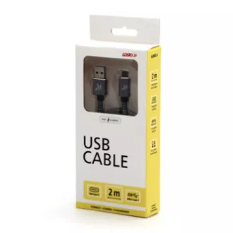 Kabel USB z logo (3.2 gen 1), USB A męski - USB C męski, 2 m, 5 Gb/s, 5 V/2 A, szary, pudełko, metalowy oplot, aluminiowa osłona złącza Kabel USB z logo (3.2 gen 1), USB A męski - USB C męski, 2 m, 5 Gb/s, 5 V/2 A, szary, pudełko, metalowy oplot, aluminiowa osłona złącza