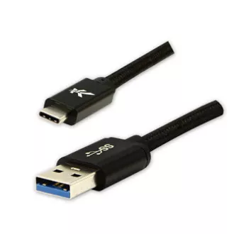 Kabel USB z logo (3.2 gen 1), USB A męski - USB C męski, 1 m, 5 Gb/s, 5 V/3 A, czarny, pudełko, nylonowy oplot, aluminiowa osłona złącza Kabel USB z logo (3.2 gen 1), USB A męski - USB C męski, 1 m, 5 Gb/s, 5 V/3 A, czarny, pudełko, nylonowy oplot, aluminiowa osłona złącza