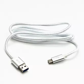 Kabel USB z logo (3.2 gen 1), USB A męski - USB C męski, 1 m, 5 Gb/s, 5 V/3 A, biały, pudełko, nylonowy oplot, aluminiowa osłona złącza Kabel USB z logo (3.2 gen 1), USB A męski - USB C męski, 1 m, 5 Gb/s, 5 V/3 A, biały, pudełko, nylonowy oplot, aluminiowa osłona złącza