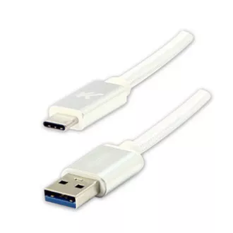 Kabel USB z logo (3.2 gen 1), USB A męski - USB C męski, 2 m, 5 Gb/s, 5 V/3 A, biały, pudełko, nylonowy oplot, aluminiowa osłona złącza
