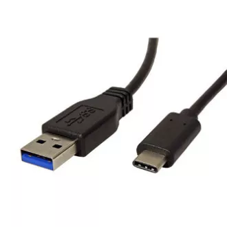 Kabel USB (3.1), USB A męski - USB C męski, 1 m, okrągły, czarny, woreczek foliowy