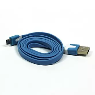 Kabel USB (2.0), USB A męski - microUSB męski, 1 m, płaski, niebieski