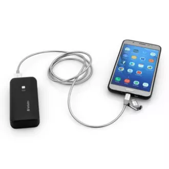 Kabel USB Verbatim (2.0), USB A męski - microUSB męski   Apple Lightning męski, 1 m, srebrny, pudełko, 48869, 2 w 1 - regulowany