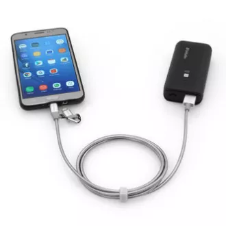 Kabel USB Verbatim (2.0), USB A męski - microUSB męski   Apple Lightning męski, 1 m, srebrny, pudełko, 48869, 2 w 1 - regulowany