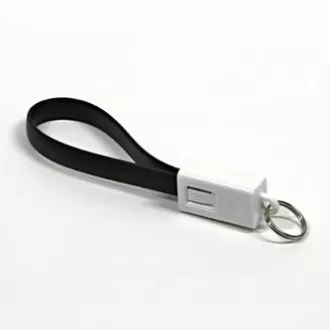 Kabel USB z logo (2.0), USB A męski - microUSB męski, 0,2 m, czarny, blister, brelok, WYPRZEDAŻ