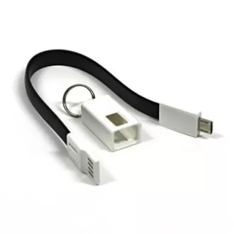Kabel USB z logo (2.0), USB A męski - microUSB męski, 0,2 m, czarny, blister, brelok, WYPRZEDAŻ