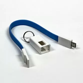 Kabel USB (2.0), USB A męski - microUSB męski, 0,2 m, niebieski, brelok, WYPRZEDAŻ
