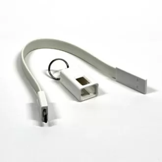 Kabel USB (2.0), USB A męski - microUSB męski, 0,2 m, biały, brelok, WYPRZEDAŻ