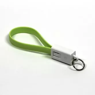 Kabel USB z logo (2.0), USB A męski - microUSB męski, 0,2 m, jasnozielony, blister, brelok do kluczy
