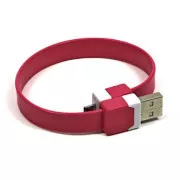 Kabel USB z logo (2.0), USB A męski - microUSB męski, 0,25 m, różowy, blister, opaska na rękę, WYPRZEDAŻ