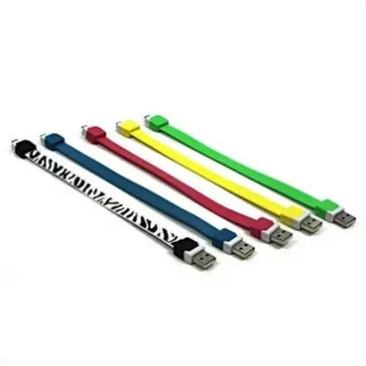 Kabel USB z logo (2.0), USB A męski - microUSB męski, 0,25 m, różowy, blister, opaska na rękę, WYPRZEDAŻ