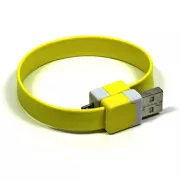 Kabel USB (2.0), USB A męski - microUSB męski, 0,25 m, żółty, opaska na rękę, WYPRZEDAŻ