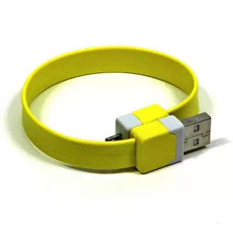 Kabel USB z logo (2.0), USB A męski - microUSB męski, 0,25 m, żółty, blister, opaska na rękę, WYPRZEDAŻ