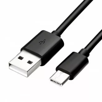 Kabel USB z logo (2.0), USB A męski - USB C męski, 1 m, czarny, blister, WYPRZEDAŻ