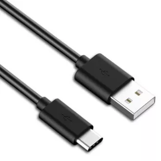 Kabel USB z logo (2.0), USB A męski - USB C męski, 1 m, czarny, blister, WYPRZEDAŻ