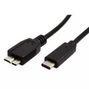 Kabel USB (3.0), USB C męski - USB micro B męski, 0,5 m, okrągły, czarny, woreczek foliowy