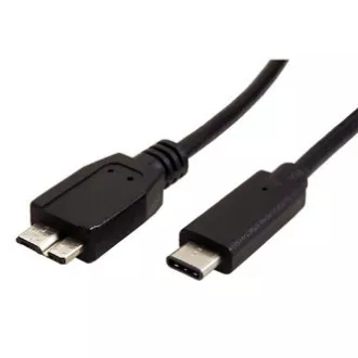 Kabel USB (3.0), USB C męski - USB micro B męski, 1 m, okrągły, czarny, woreczek foliowy, WYPRZEDAŻ