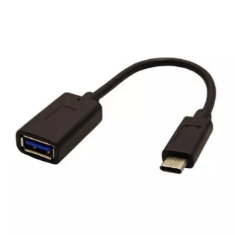 Reduktor USB (3.0), USB C męski - USB A żeński, 0,15 m, okrągły, czarny, plastikowa torba, kabel OTG
