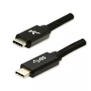 Kabel USB z logo (3.2 gen 1), USB C męski - USB C męski, 1 m, 5 Gb/s, 5 V/3 A, czarny, pudełko, nylonowy oplot, aluminiowa osłona złącza