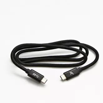 Kabel USB z logo (3.2 gen 1), USB C męski - USB C męski, 1 m, 5 Gb/s, 5 V/3 A, czarny, pudełko, nylonowy oplot, aluminiowa osłona złącza