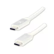 Kabel USB z logo (3.2 gen 1), USB C męski - USB C męski, 1 m, 5 Gb/s, 5 V/3 A, biały, pudełko, nylonowy oplot, aluminiowa osłona złącza